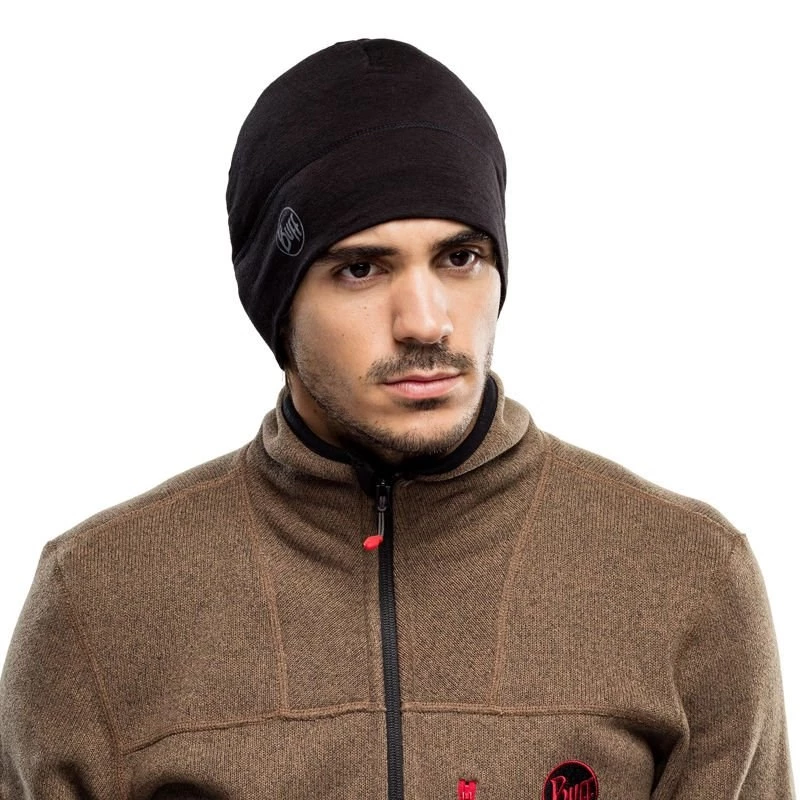 BUFF MERINO LICHTGEWICHT BEANIE SOLID zwart onesize muts standaard