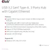 USB-hub CLUB3D USB 3.2 Gen1 Type-A met 3 aansluitingen en Gigabit-Ethernet