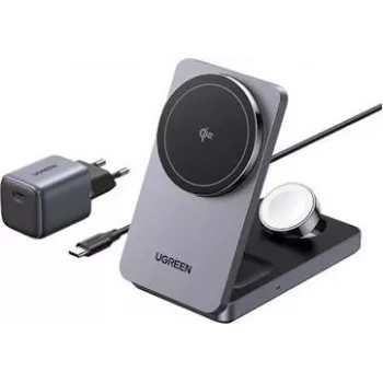 Draadloze oplader UGREEN 3-in-1 25W model 45025 voor telefoon, oordopjes en smartwatch