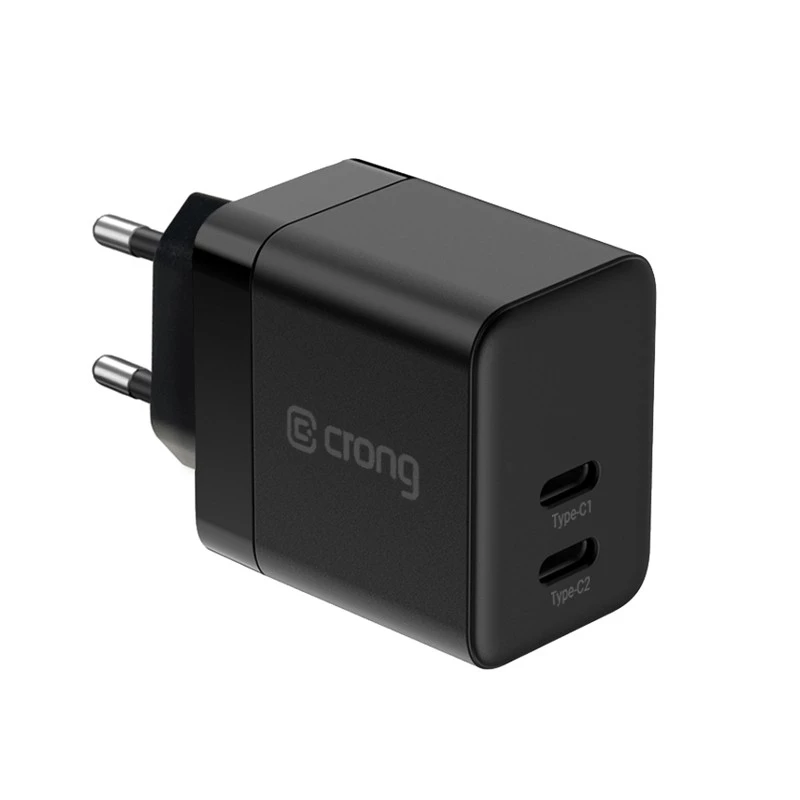 Crong wandlader Ultra Compact GaN 35W PD 3.0 2x USB-C (zwart)