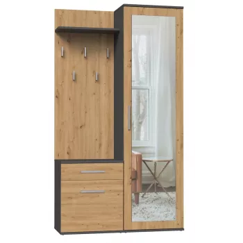 Garderobekast Top e shop GARD DUO ANT/ART KPL — 2 draaideuren, spaanplaat, 1000×350×1800 mm