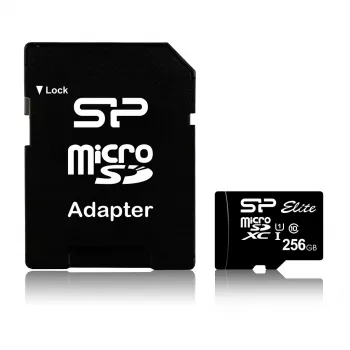 MicroSDXC-geheugenkaart Silicon Power Elite 256 GB UHS-I Class 10 U1 85 MB/s met SD-adapter