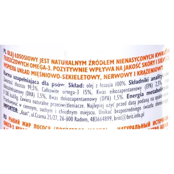 Voedingssupplement olie Brit Care BRIT 1000 ml - huid- en vachtadditief voor honden en katten, 1 liter fles