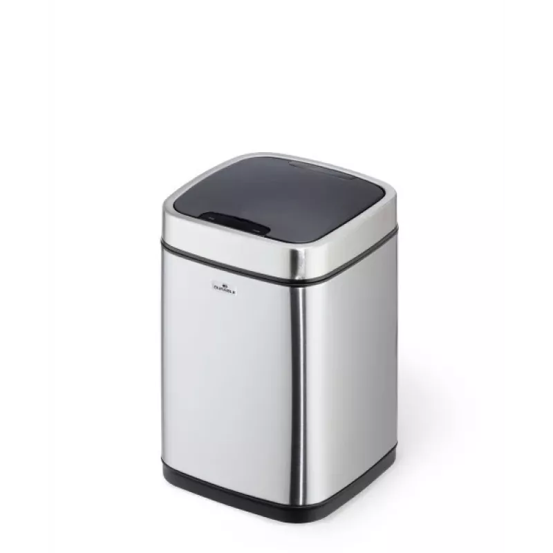Afvalbak Durable NO TOUCH 6L rechthoekig RVS zilver zwart