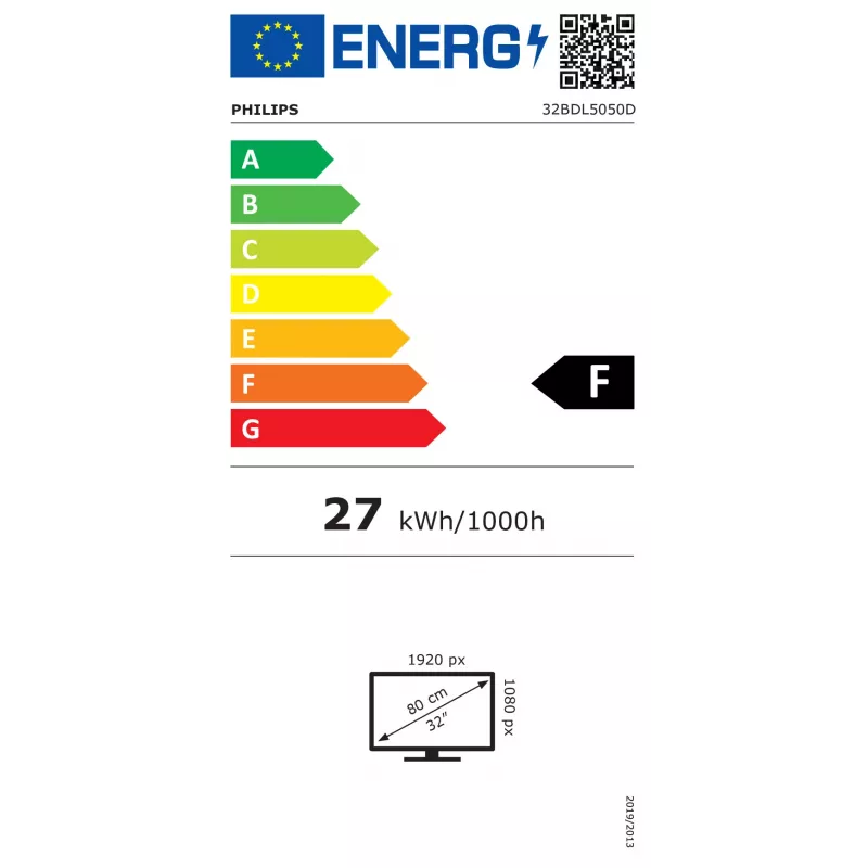 Philips 5000 series 32BDL5050D/00 Signage Display 81,3 cm (32 inch) LCD Wi-Fi 500 cd/m² Full HD geïntegreerde processor Android