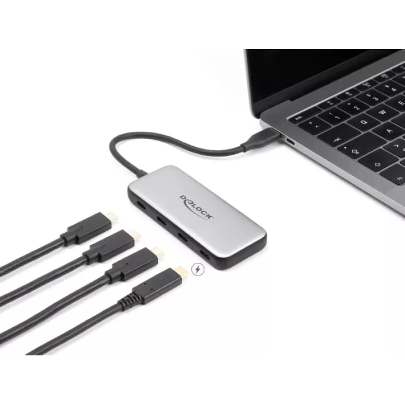 DeLOCK 64261 USB 3.2 Gen 1 Type-C hub 10000 Mbit/s zwart grijs