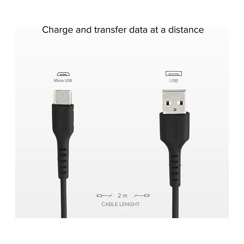 SBS TECABLEMICRO2K 2 m USB A Micro-USB B male male zwart USB-kabel (TEKabelMICRO2K)