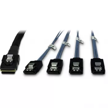 Kabel SFF-8087 > 4x S-ATA gekruist zwart 1 meter deels omhuld