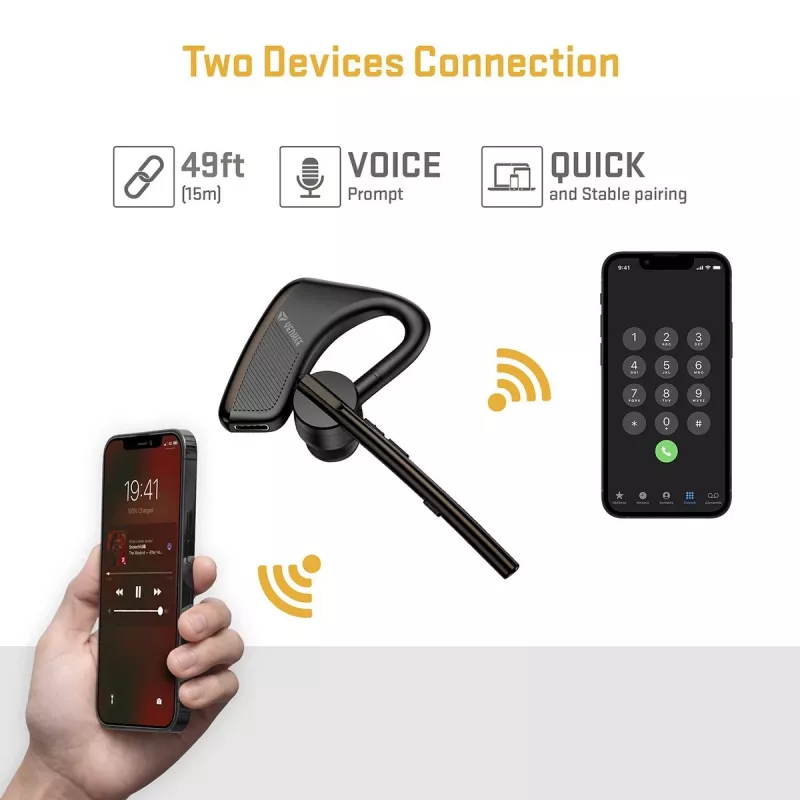 Bekabelde/Bluetooth-headset YENKEE YHF F20BK – headset met inline-microfoon voor gesprekken en audio