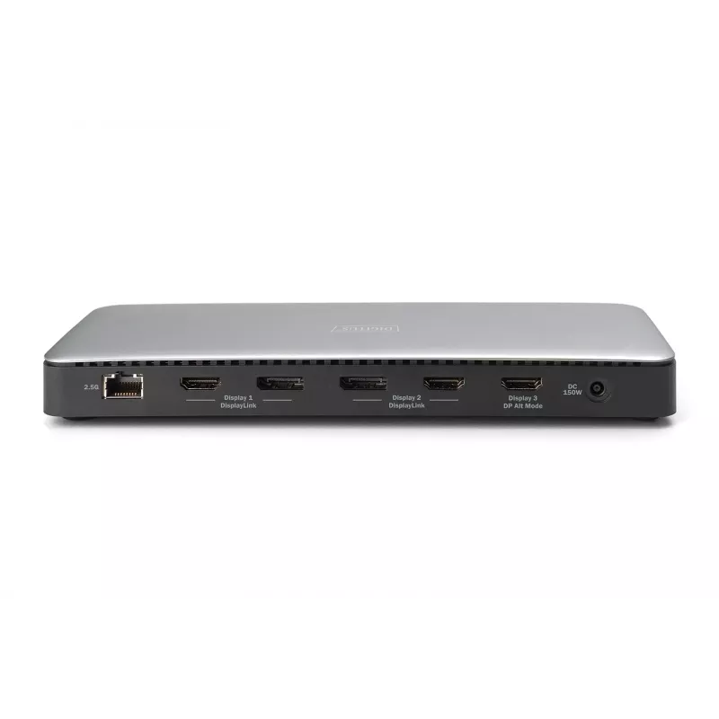 Digitus DA-70918 USB-C-dockingstation, 13 poorten, 3x HDMI, 2x DP, 4x USB-A, 1x USB-C, RJ-45 1GbE, SD, audio, 150 W