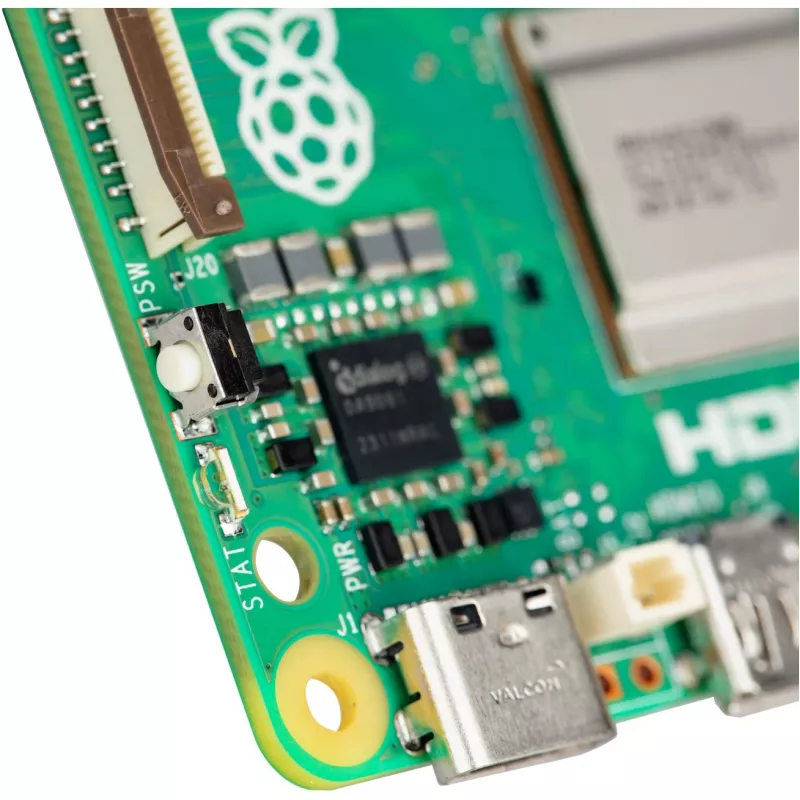 Single-board-computer Raspberry Pi 5 ontwikkelbord — 2400 MHz Arm Cortex-A76, tot 16 GB LPDDR4x, MicroSD, USB 3.2, Wi‑Fi 5