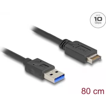 DeLOCK USB-kabel 10 Gbit/s Type-E Key A 20 pin stekker naar Type-A stekker 80 cm