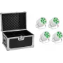 LED-PAR-schijnwerperset EUROLITE Silent PAR 6 QCL Floor – 4 eenheden met transportcase