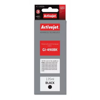 Inktpatroon ActiveJet AC-G490Bk zwart, compatibel voor Canon GI-490BK, gepigmenteerd zwart 135 ml, hoge (XL) capaciteit