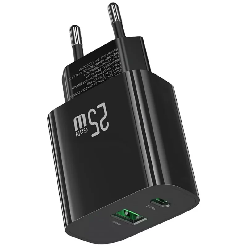 USB-oplader usams USA001629 25W 1×USB-C + 1×USB-A snelladen