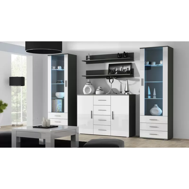Cama Meble UNI woonkamerdressoir, grijs/wit hoogglans