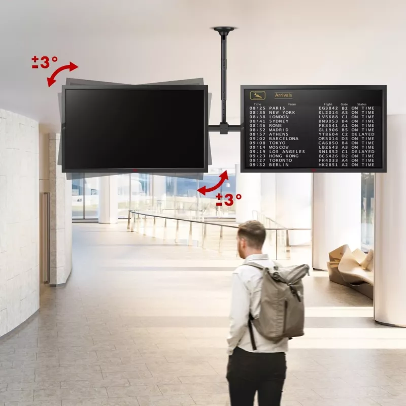 Plafondbeugel MACLEAN MC-111 B voor twee televisies, max. belasting 2×40 kg, max. VESA 600×400