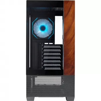 Cooler Master Elite 690 pc-behuizing, midi-tower, ATX, tempered glass - 4x ARGB-ventilator, hout, zwart