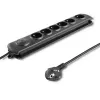 Overspanningsbeveiliging Qoltec 50172 zwart 6 AC-stopcontacten 230V 5m