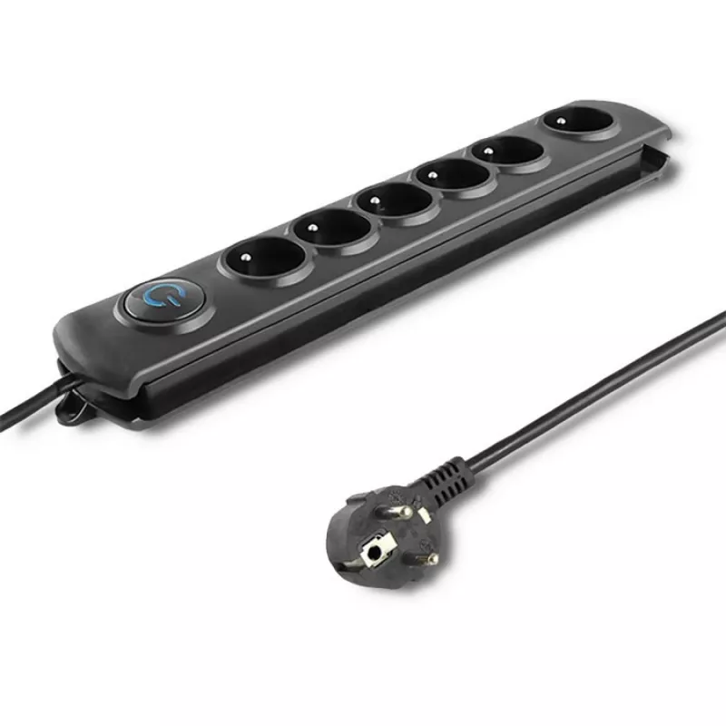 Overspanningsbeveiliging Qoltec 50172 zwart 6 AC-stopcontacten 230V 5m