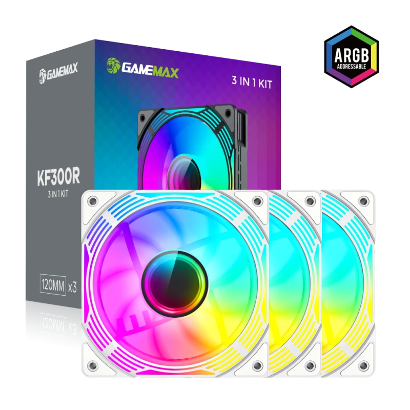 Gamemax | behuizingsventilator | KF300R BK | wit