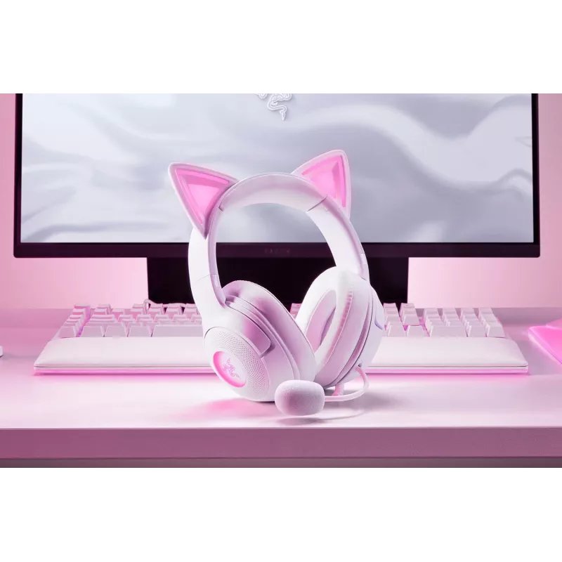 Headset Razer Kraken Kitty V2 Wired USB Type-A wit — circumauraal, hoofdband, 20–20000 Hz, 2 m kabel
