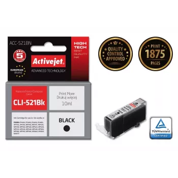 Activejet ACC-521BN inktpatroon (vervanger voor Canon CLI-521Bk; Supreme; 10 ml; zwart)