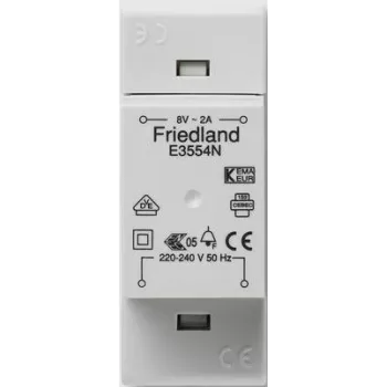 Friedland E3554N, 220 - 240 V, 50 Hz, 8 V, 2 A, grijs, 34 mm