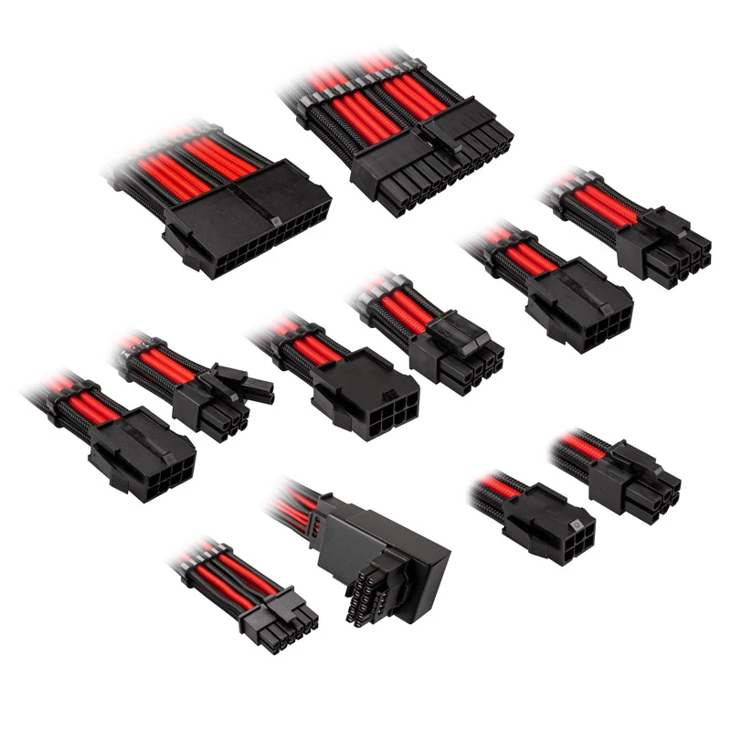 Kabel-/adapterkit Kolink Core Pro Braided Kabel Extension Kit 12V-2x6 Type 1 Jet zwart/racing