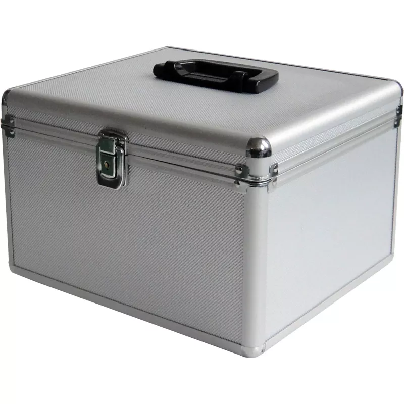 MEDIARANGE BOX76 - opbergbox - 300 discs - zilver - fleece - kunststof - hout - 120 mm - aluminium