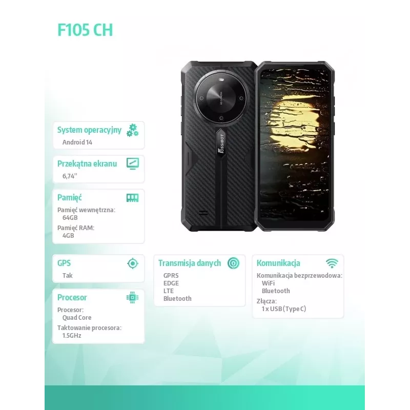 Smartphone FOSSiBOT F105 zwart Ch — FOSSIBOTF105SchwarzCH