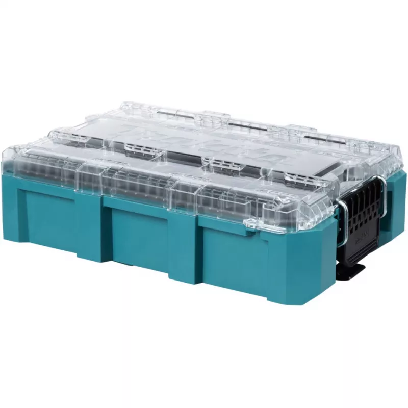 MAKTRAK organizer diep M, gereedschapskist blauw/transparant, transparant deksel