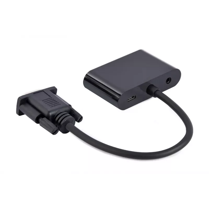 Videokabel-adapter GEMBIRD A-VGA-HDMI-02 0,15 m — HDMI + VGA (D-Sub) bus naar VGA (D-Sub) stekker, zwart