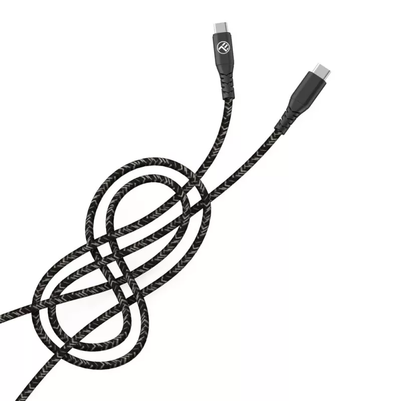 USB Type-C naar Type-C datakabel Tellur TLL155471, 1 m, 3 A, 60 W PD, nylon gevlochten, zwart