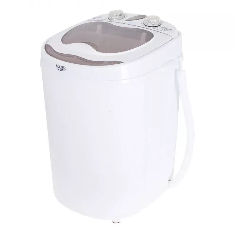 Toplader wasmachine Adler AD 8055, draagbaar, 3 kg inhoud, crème, draaiknop, 150 W