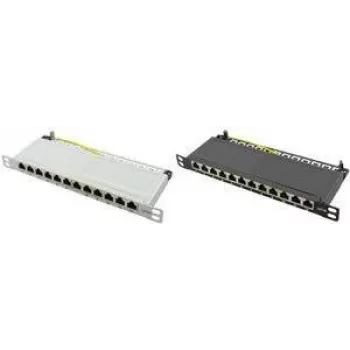 LogiLink - patchpaneel - rack-montage - RJ-45 X 12 - lichtgrijs, RAL 7035 - 0,5U - 25,4 cm (10)