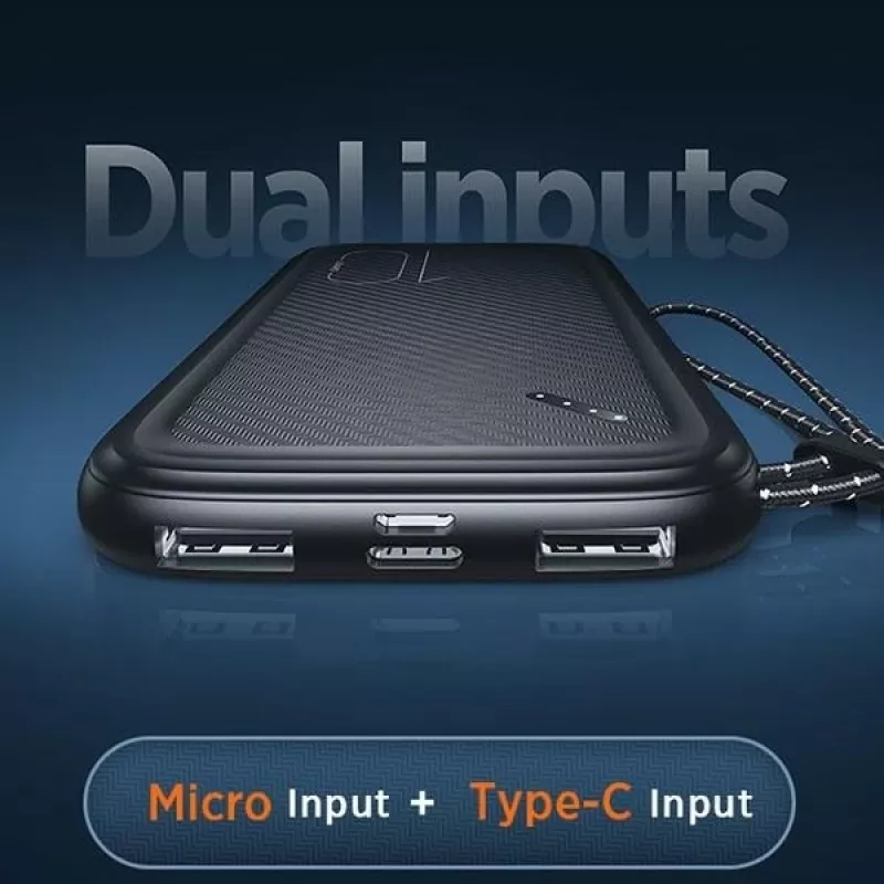 Draagbare powerbank USAMS PB56 10000 mAh 2x USB / USB-C / MicroUSB snelladen
