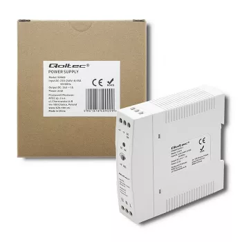 Qoltec DIN-rail voeding | 24W | 24V | 1A | wit | slank