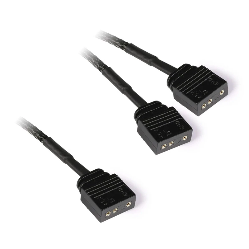 Y-kabelsplitter aRGB 3-pin naar 2x 3-pin, 60cm zwart, incl. connector