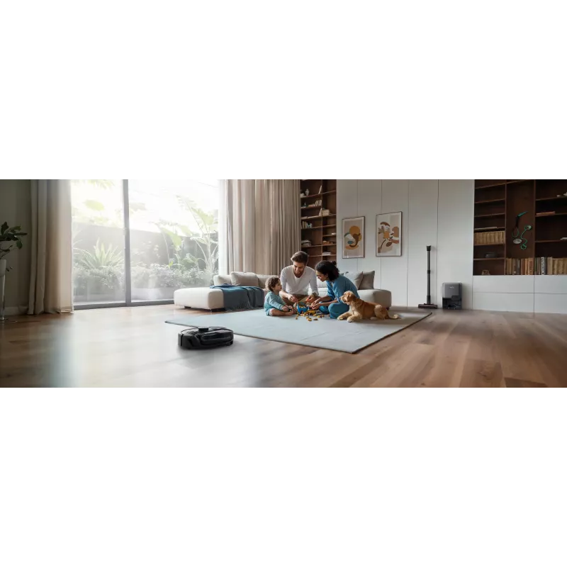 Robotstofzuiger Eufy E20 zwart — rond, basisstation met stofzak, 150 minuten looptijd, 35 cm diameter