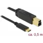 USB-kabel DeLOCK 83674 USB 3.2 Gen 2 0,5 m USB C USB B zwart