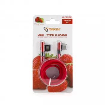 Sbox USB->Type-C 90 m/m 1,5m Type-C-90R aardbeirood