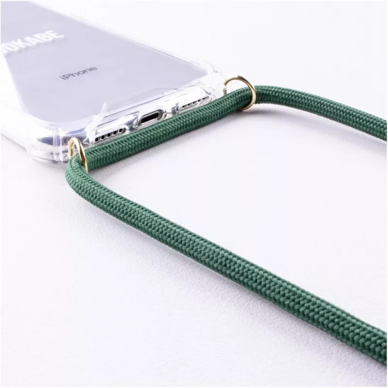 Hanger-hoesje voor iPhone Xs Max van Lookabe — goud met groen bandje