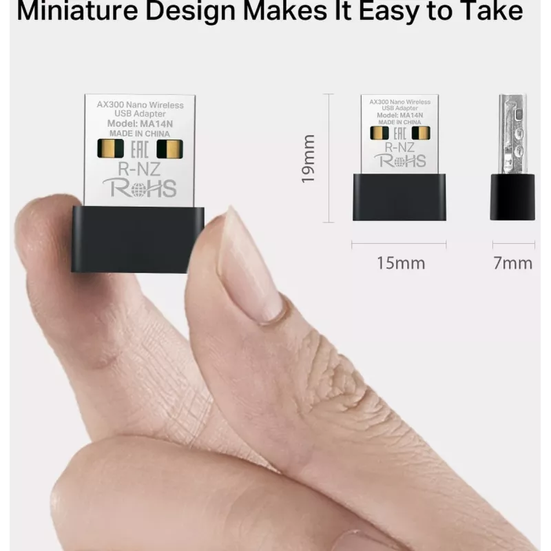 Mercusys MA14N AX3000 Nano wifi-usb-adapter, tot 287 Mbps