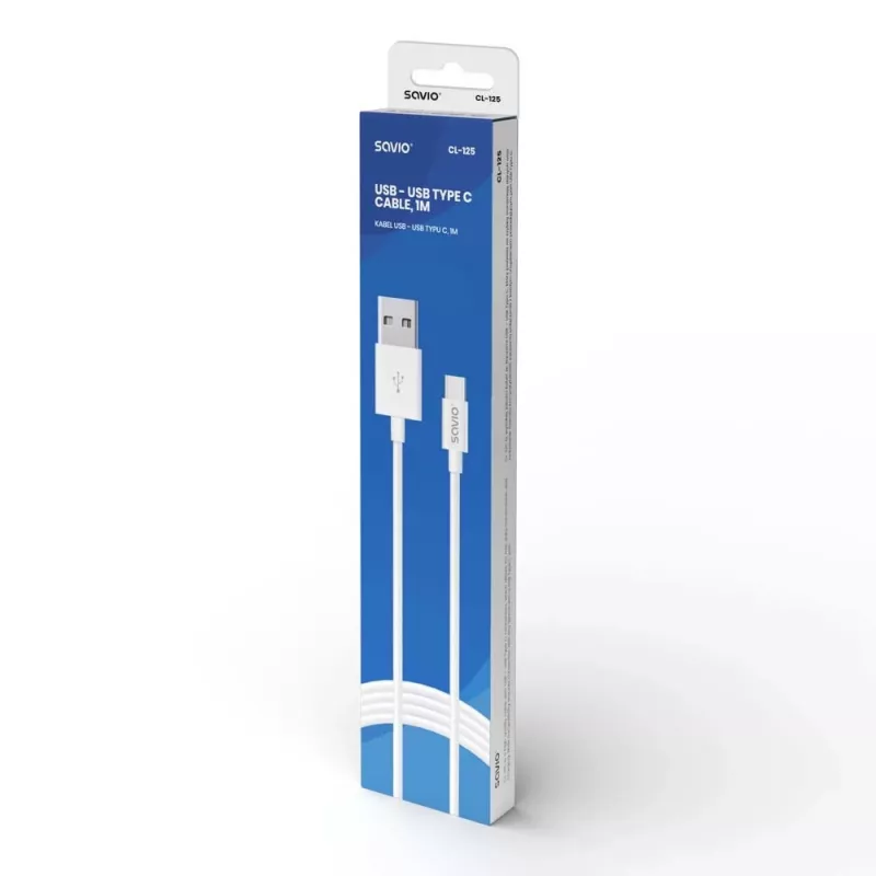 Savio CL-125 USB-kabel USB 2.0 1 m USB A USB C wit