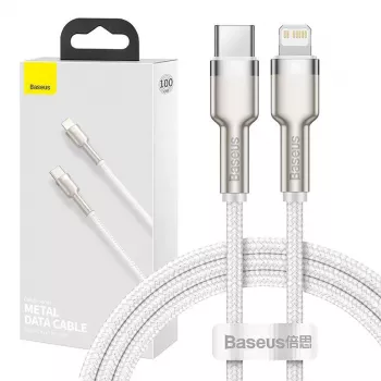 USB-C naar Lightning kabel Baseus Cafule 1 m, 20 W, zinkbehuizing, wit