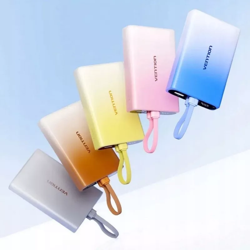 Draagbare oplader Vention 10000 mAh met USB-C, Lightning en USB-A, 22,5 W uitgang, koper