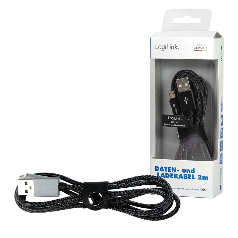 Sync- en oplaadkabel USB-A naar Micro-B stekker 2m