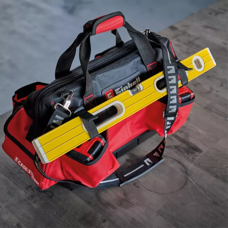 Einhell 4540036 E-Case Bag systeem-gereedschapstas, polyester, 30 kg draagvermogen, zwart/rood
