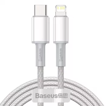 USB-C naar Lightning Baseus High Density gevlochten kabel, 20W, PD, 2m (wit)